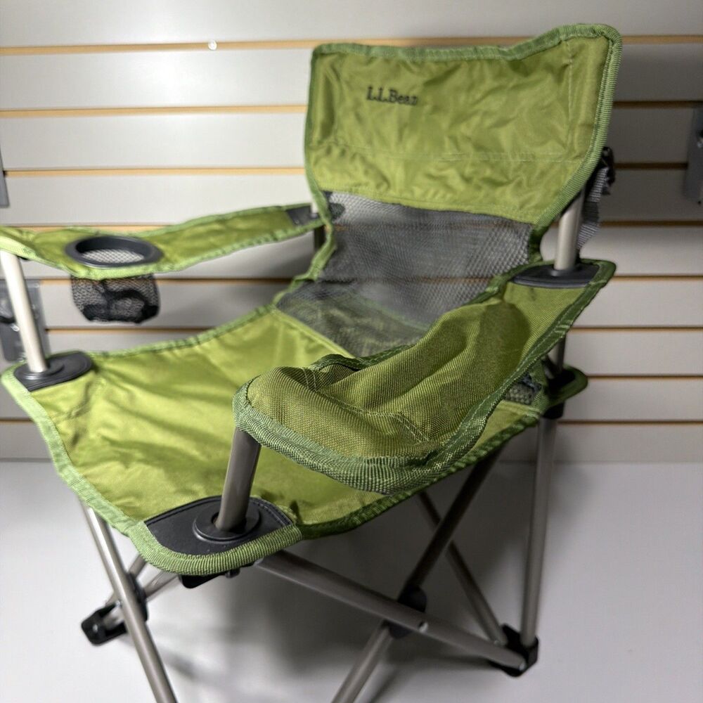 LL Bean folding Kids Green Canvas Camping Chair Children’s Outdoors Beach Seat